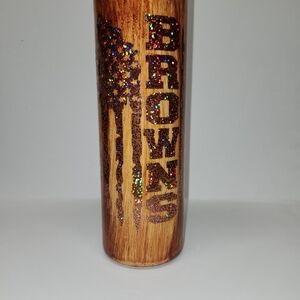 30 oz, wood grain, Cleveland Browns theme, handmade tumbler